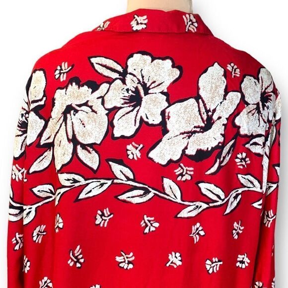 Vintage Plus Preferred Blazer Jacket Red Black Tropical Floral Print Oversized - Picture 6 of 9